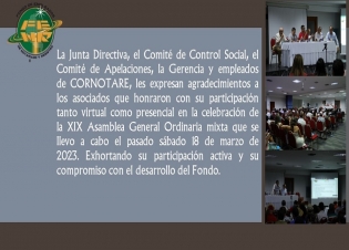 Agradecimientos participación XIX Asamblea Mixta 2023